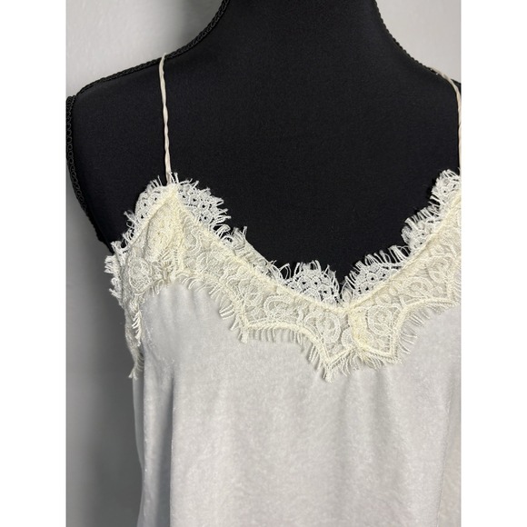 Johnny Was Ivory Silk Velvet Lace Trim Cami Top Luxe Romantic Boho Dainty Fairy - Picture 3 of 10